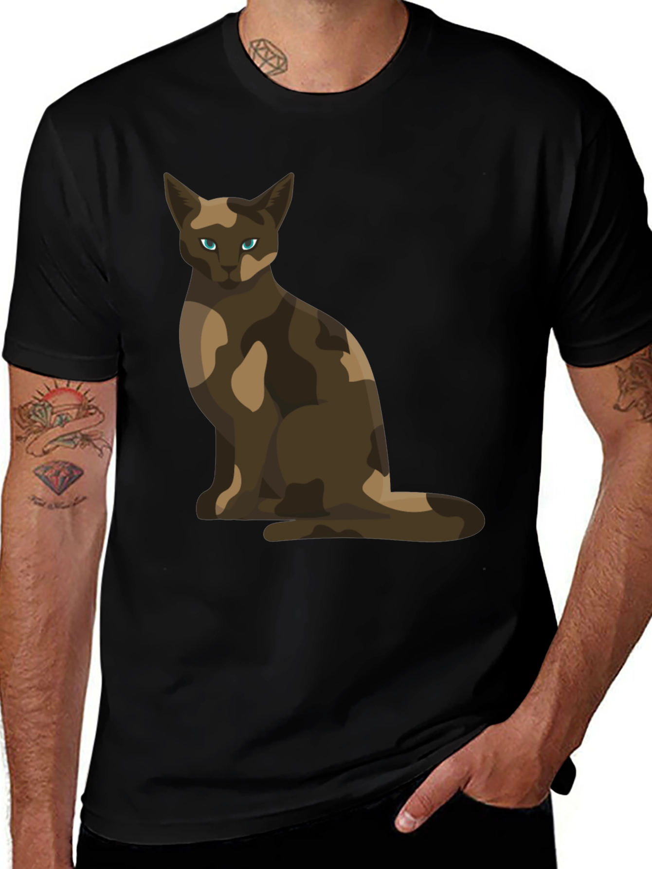 Cool Cat Camo Design T-Shirt