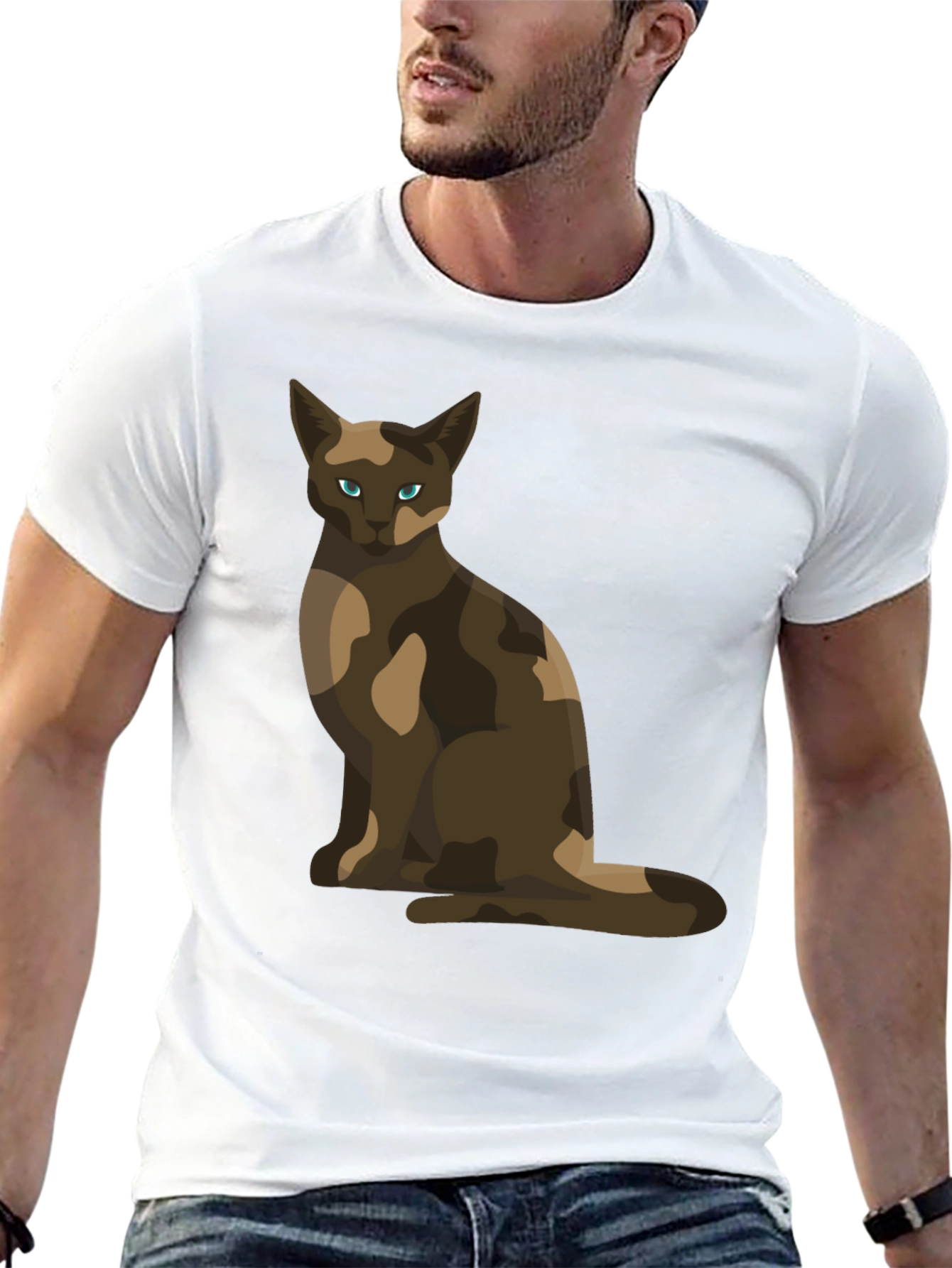Cool Cat Camo Design T-Shirt
