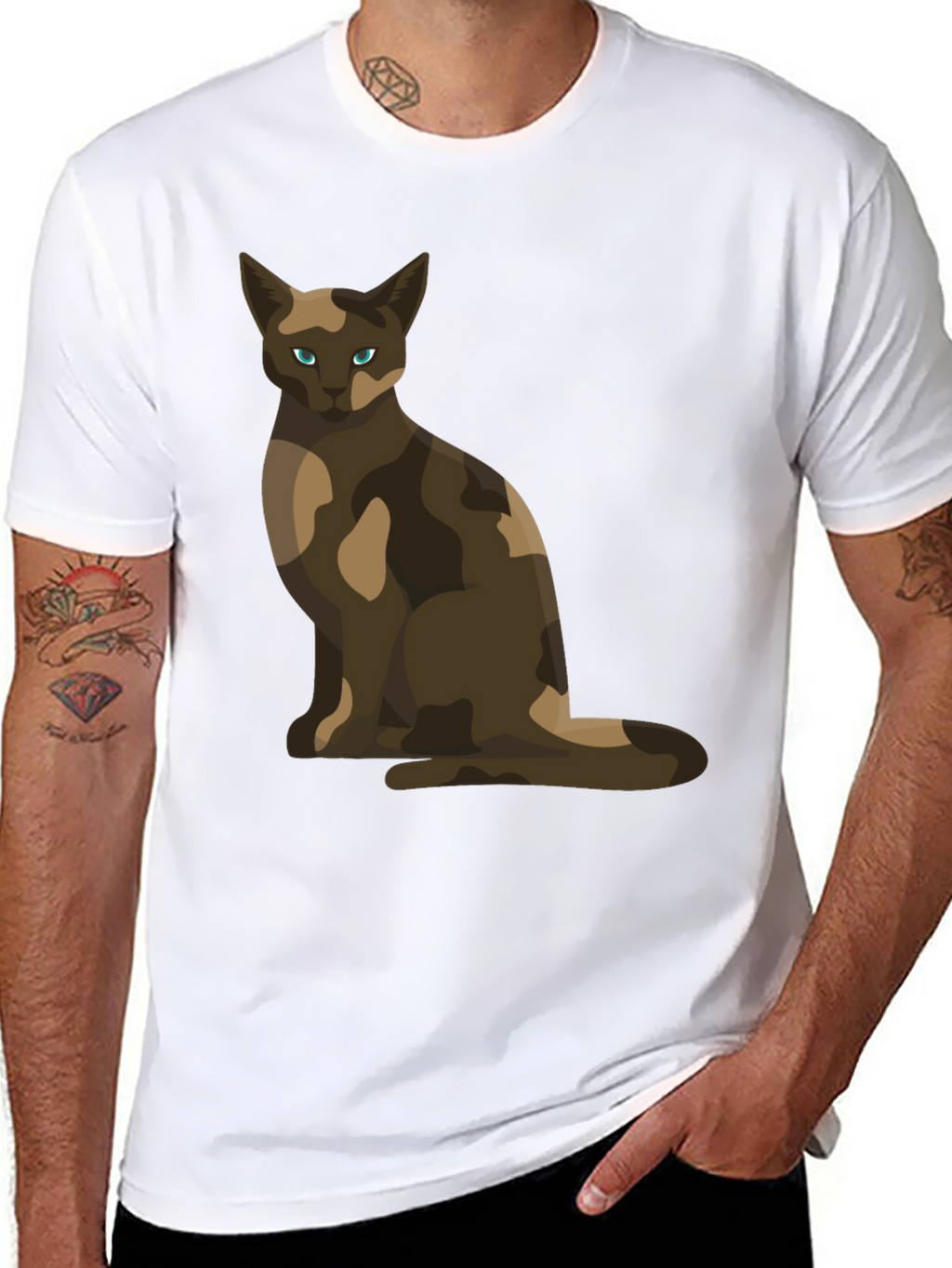 Cool Cat Camo Design T-Shirt