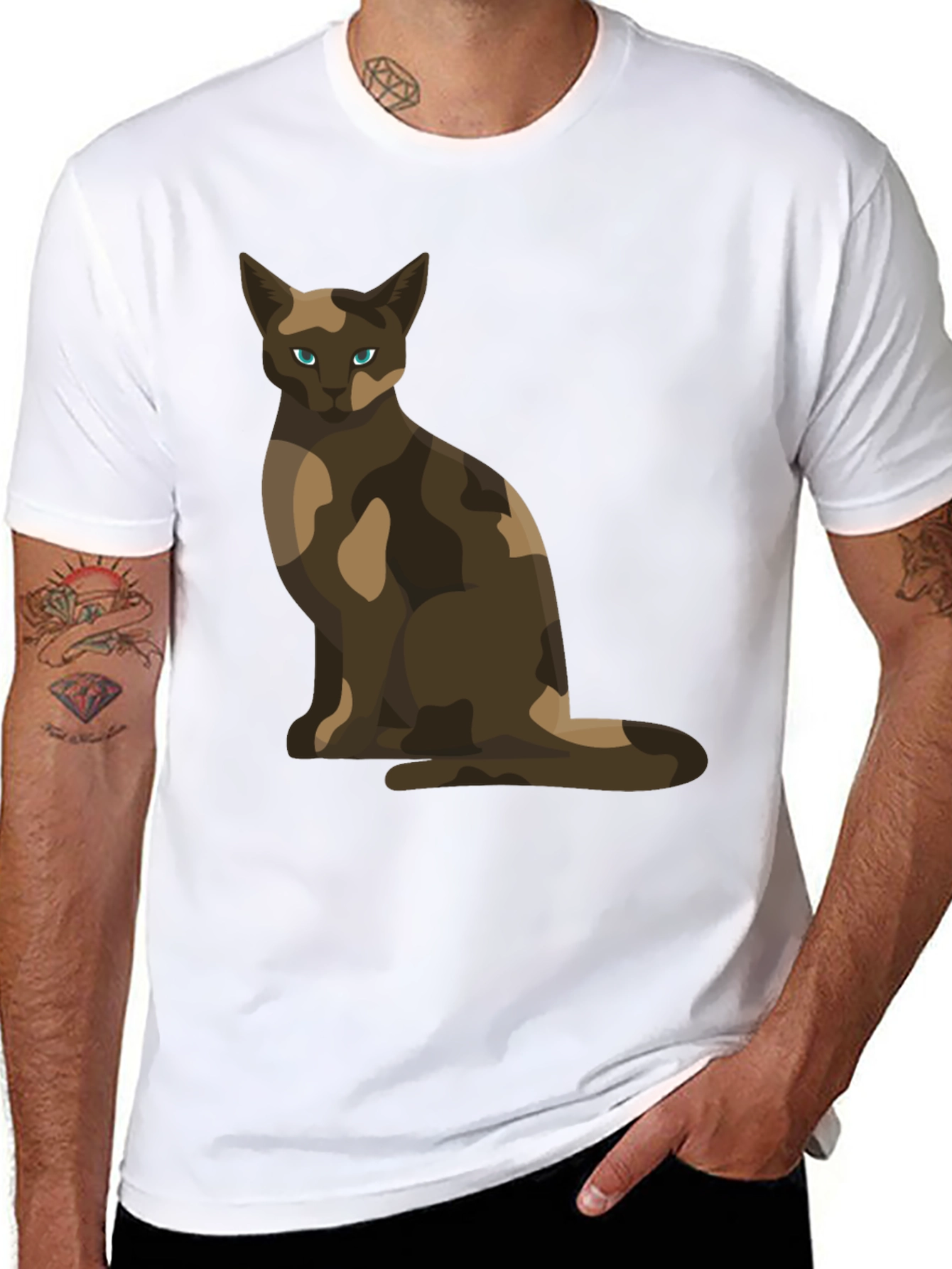 Cool Cat Camo Design T-Shirt