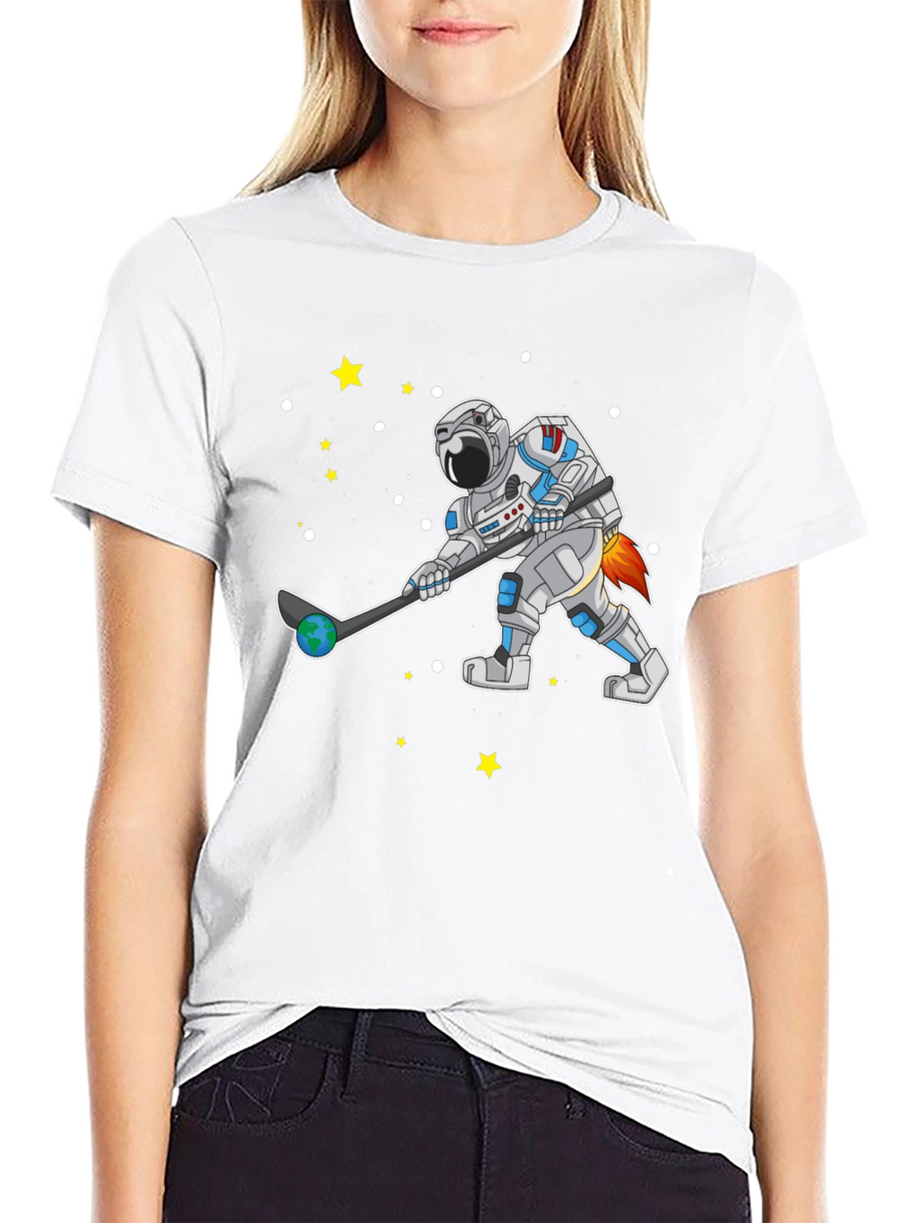 Astronaut Hockey T-Shirt Space Sports Tee