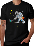 Astronaut Hockey T-Shirt Space Sports Tee