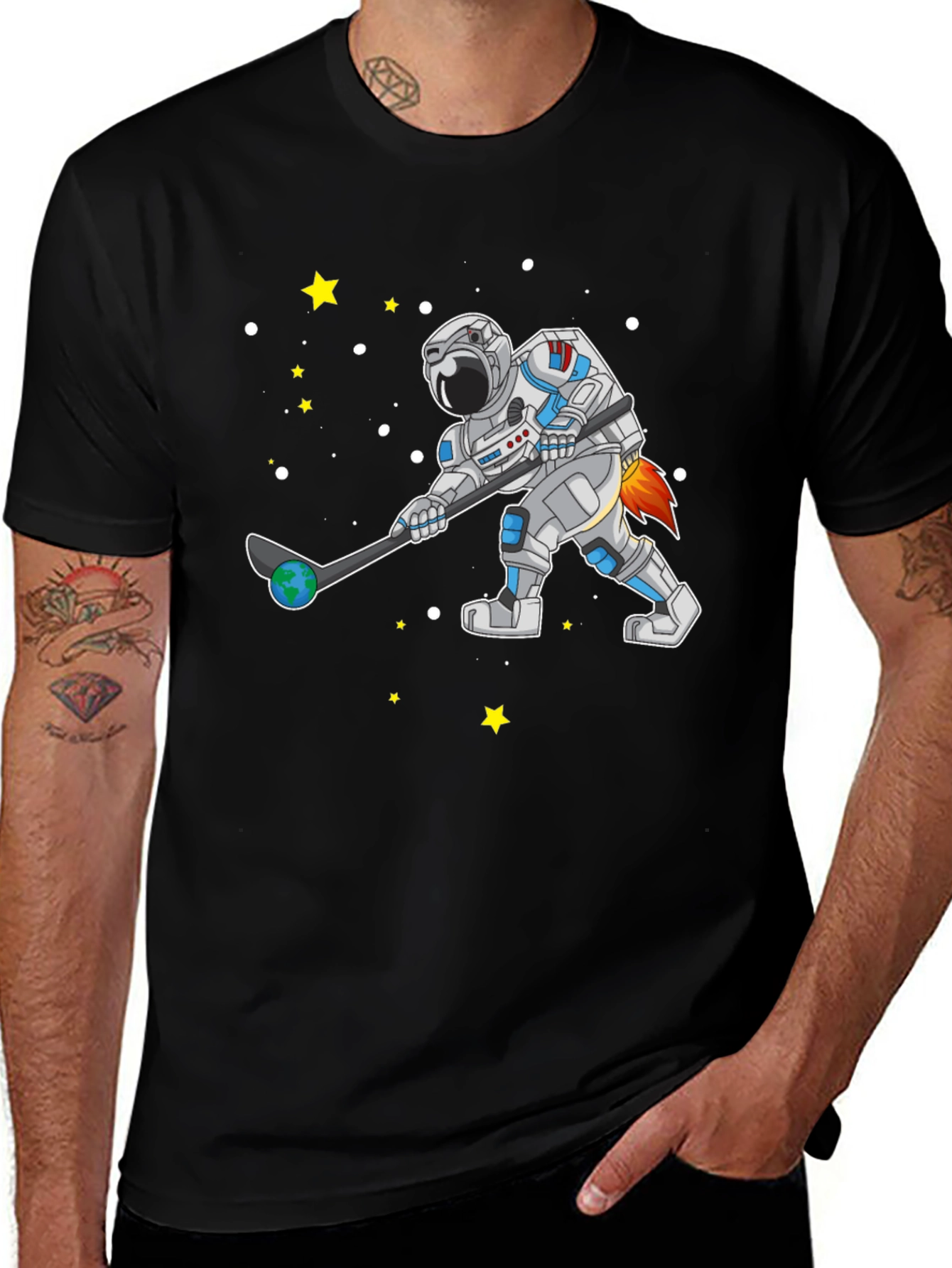 Astronaut Hockey T-Shirt Space Sports Tee