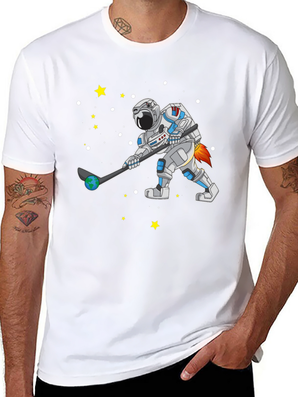 Astronaut Hockey T-Shirt Space Sports Tee