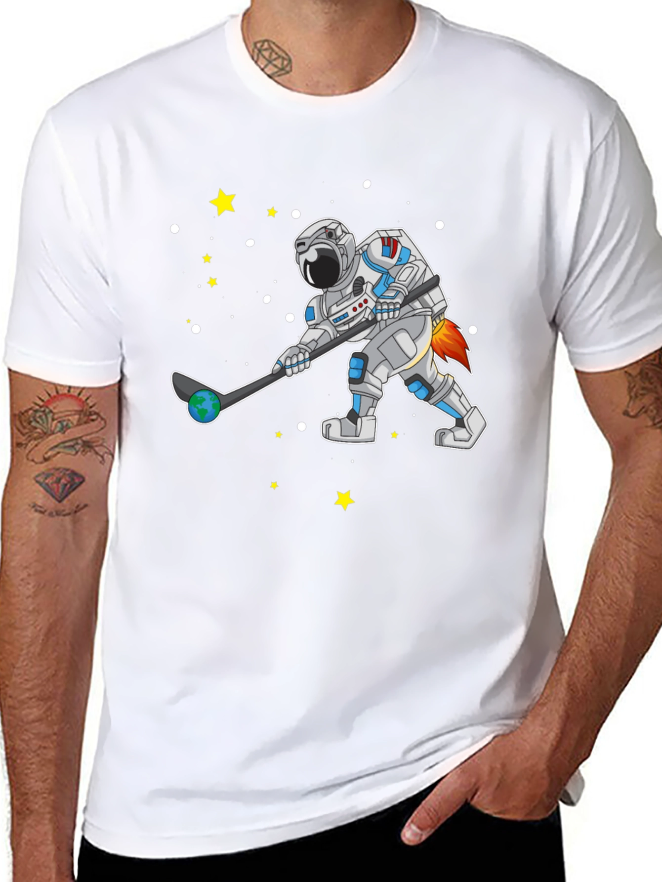 Astronaut Hockey T-Shirt Space Sports Tee