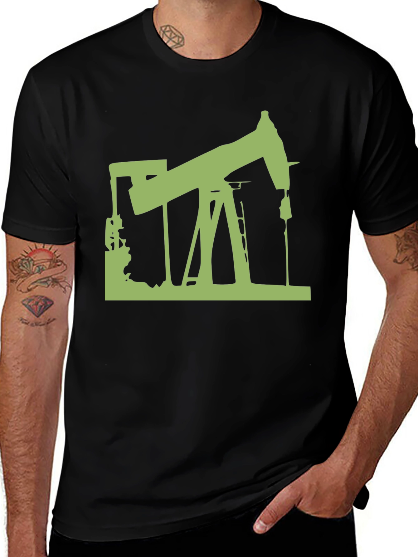 Oil Rig Graphic Tee - Modern Style