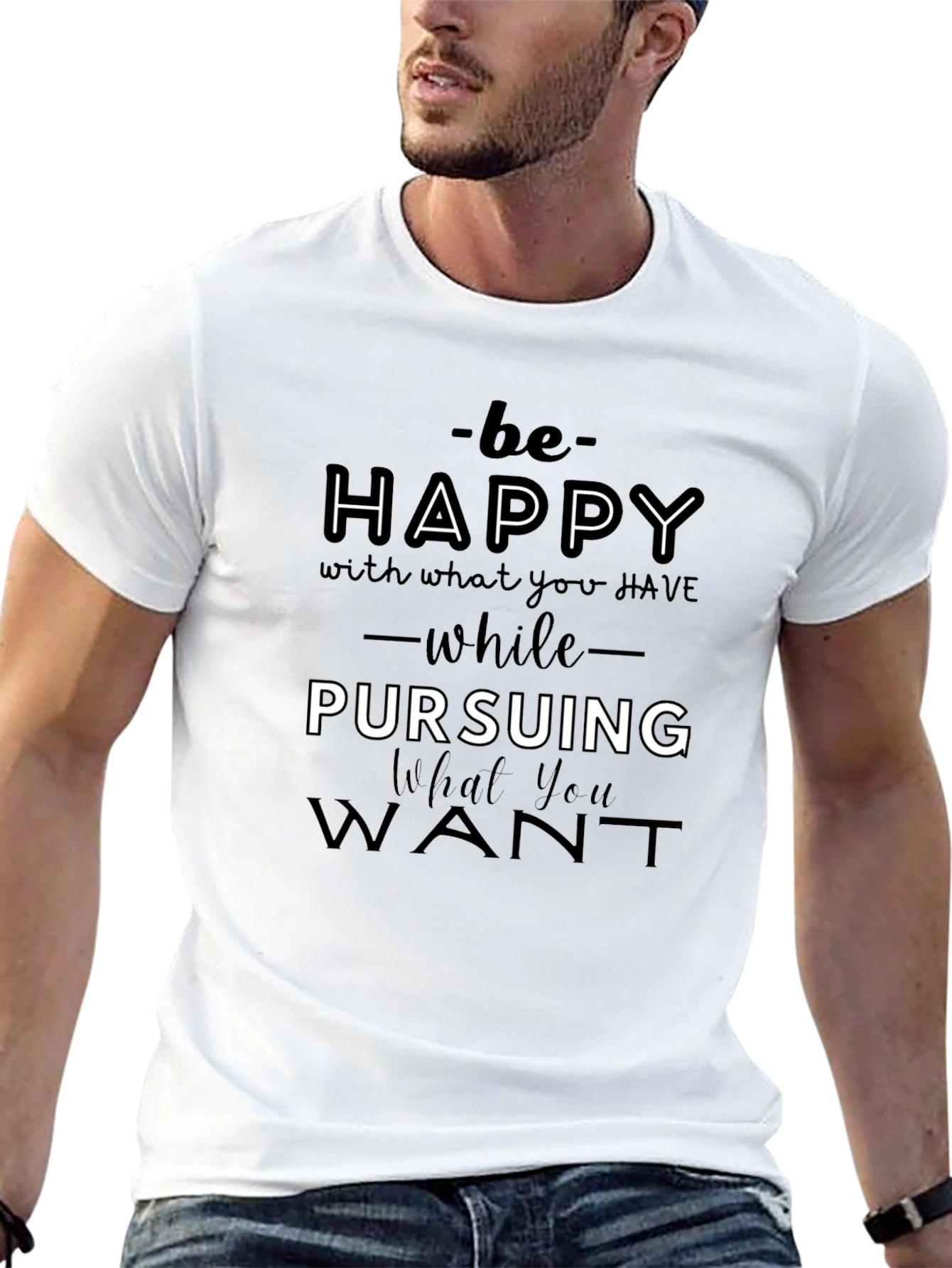 Inspirational Graphic Tee - Be Happy