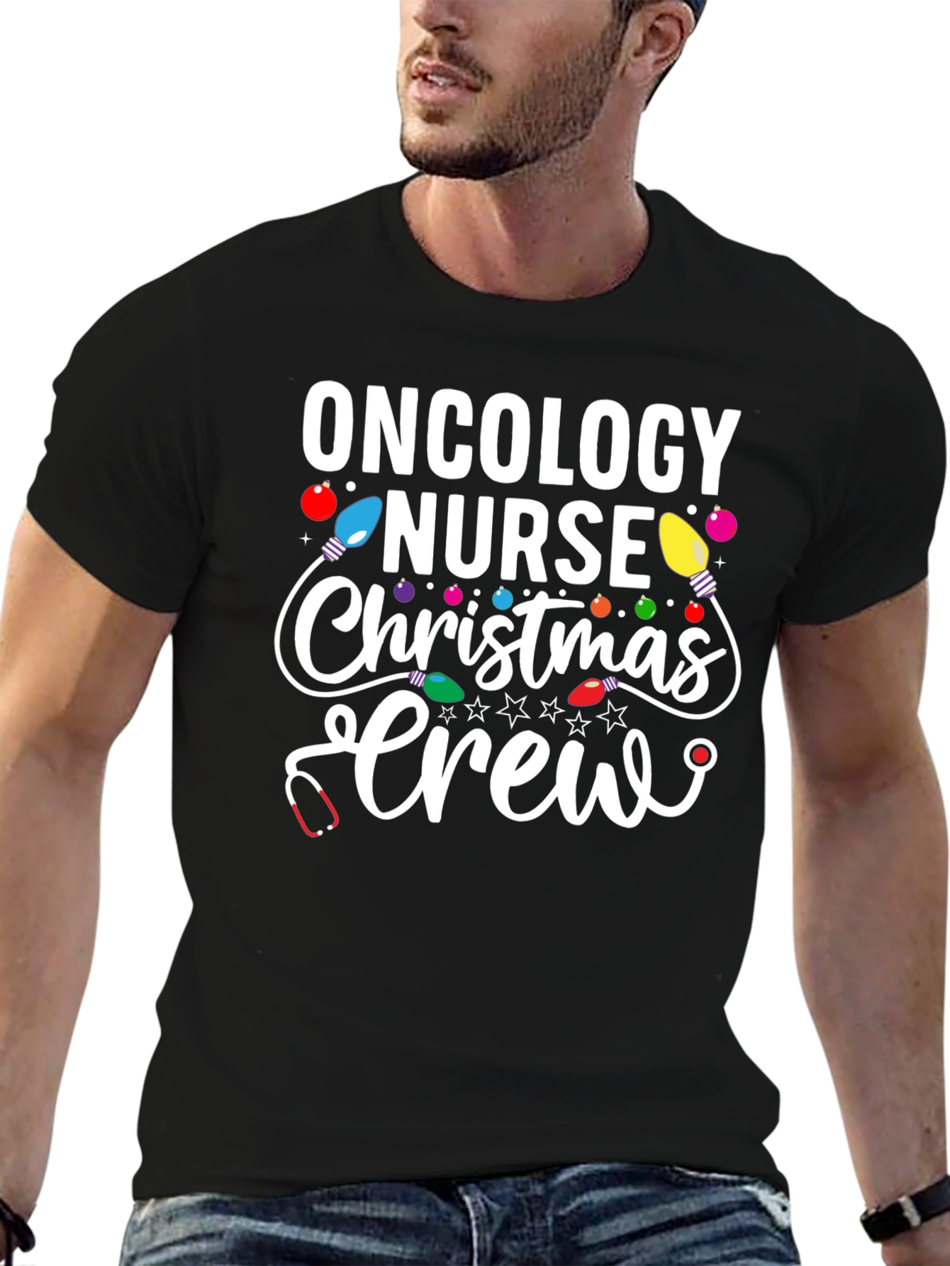 Oncology Nurse Christmas Crew T-Shirt