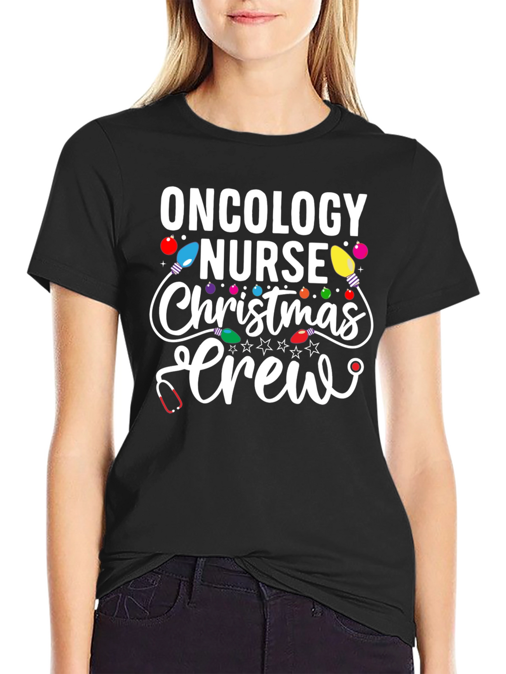 Oncology Nurse Christmas Crew T-Shirt