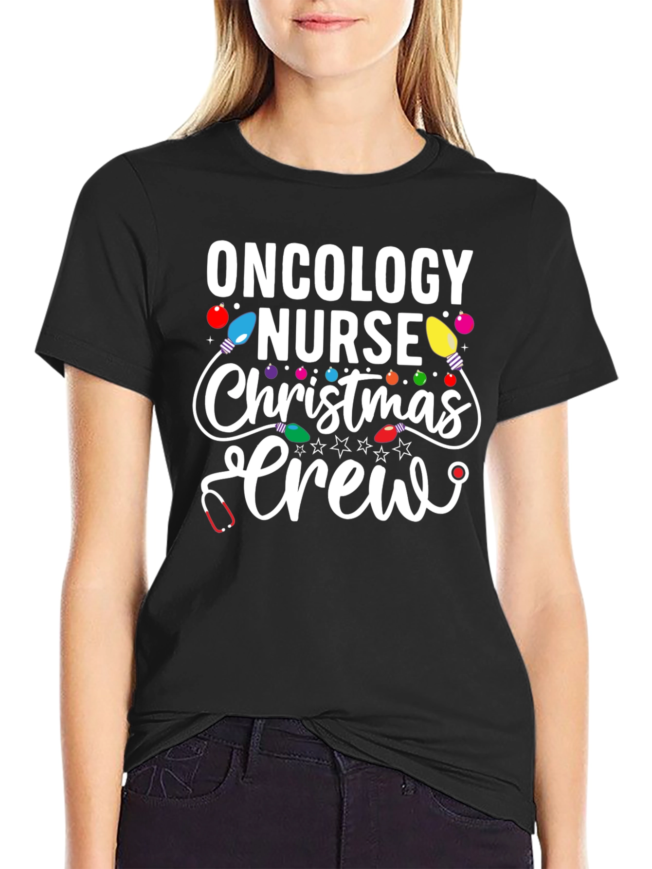 Oncology Nurse Christmas Crew T-Shirt