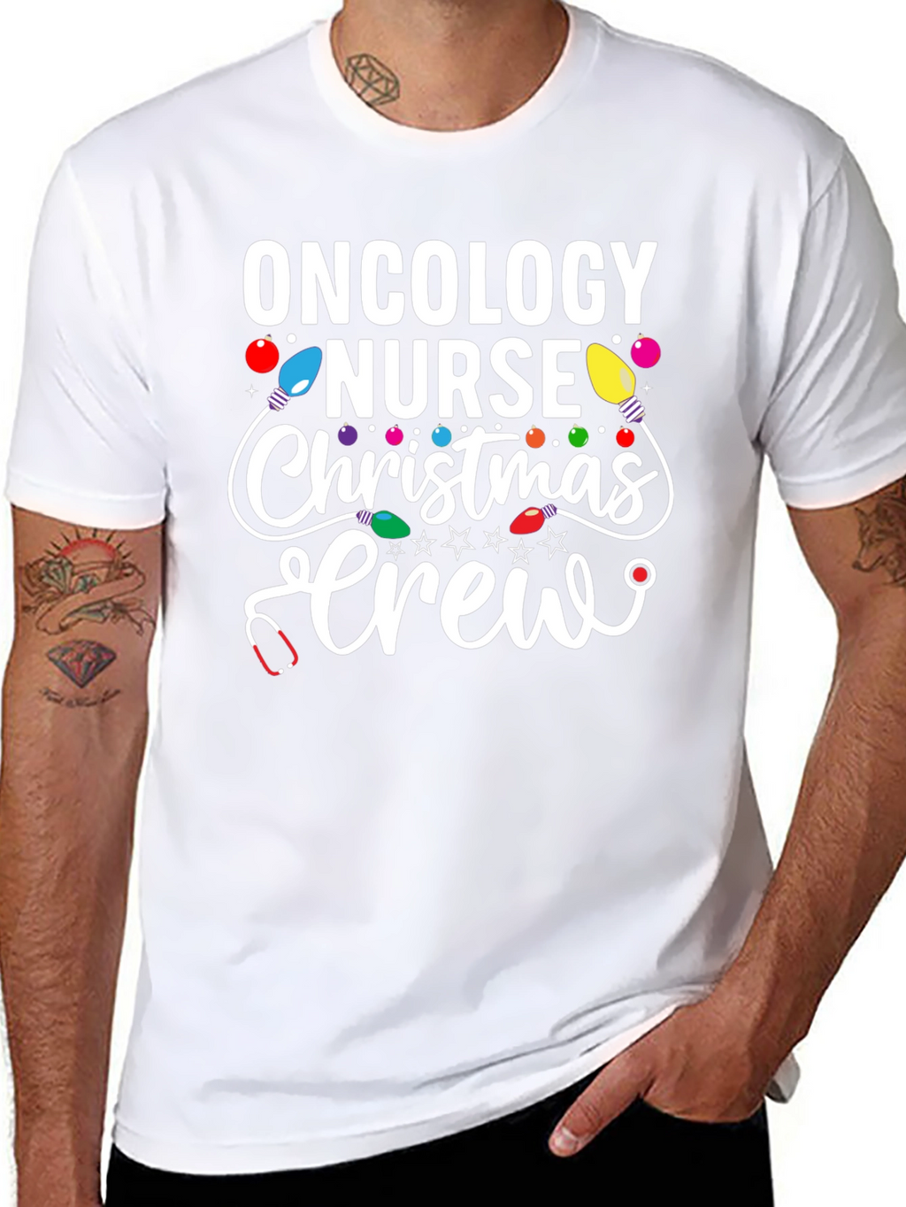 Oncology Nurse Christmas Crew T-Shirt