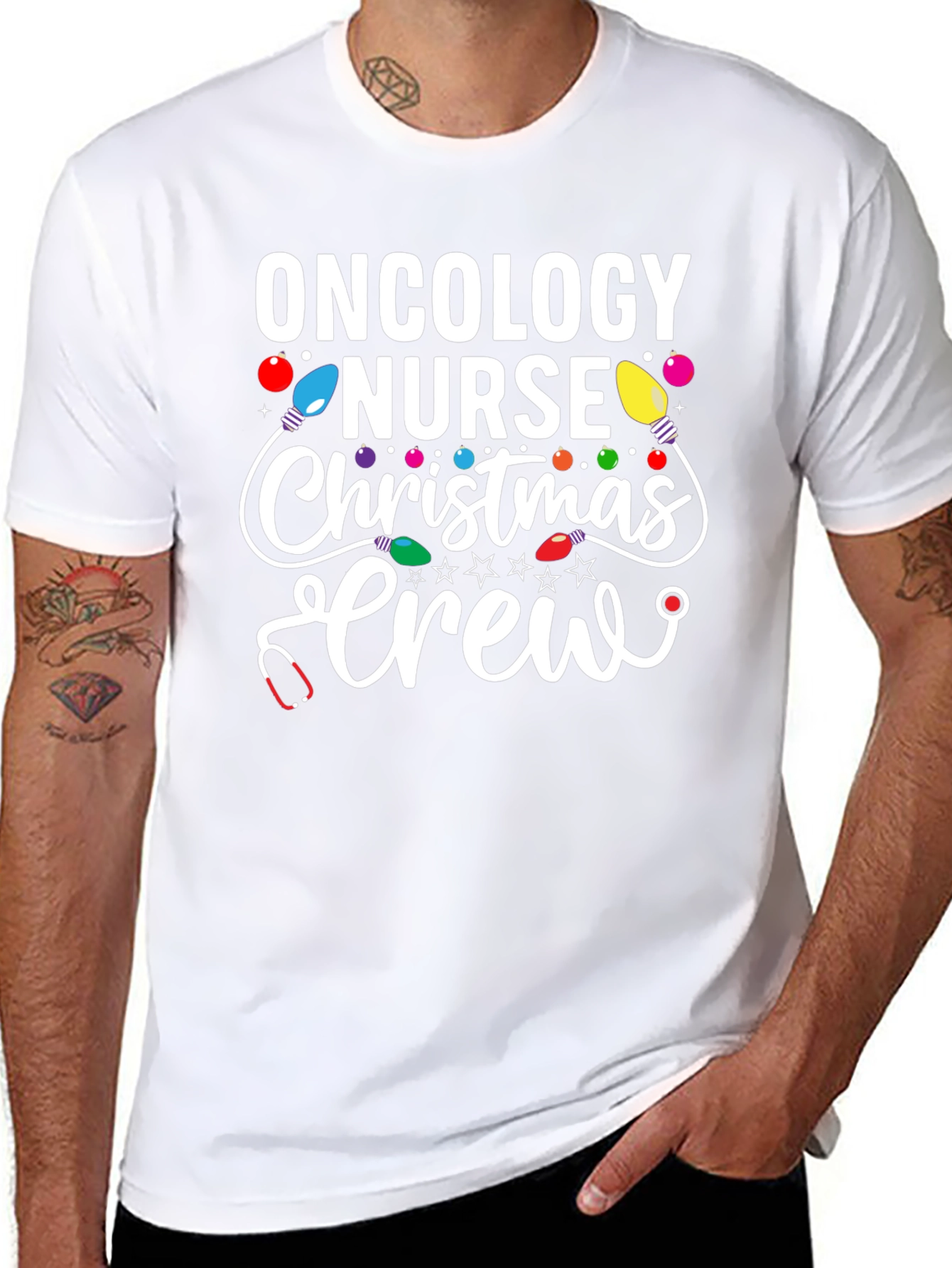 Oncology Nurse Christmas Crew T-Shirt