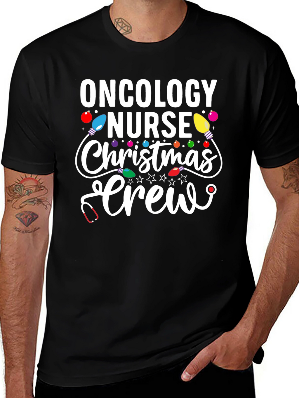 Oncology Nurse Christmas Crew T-Shirt