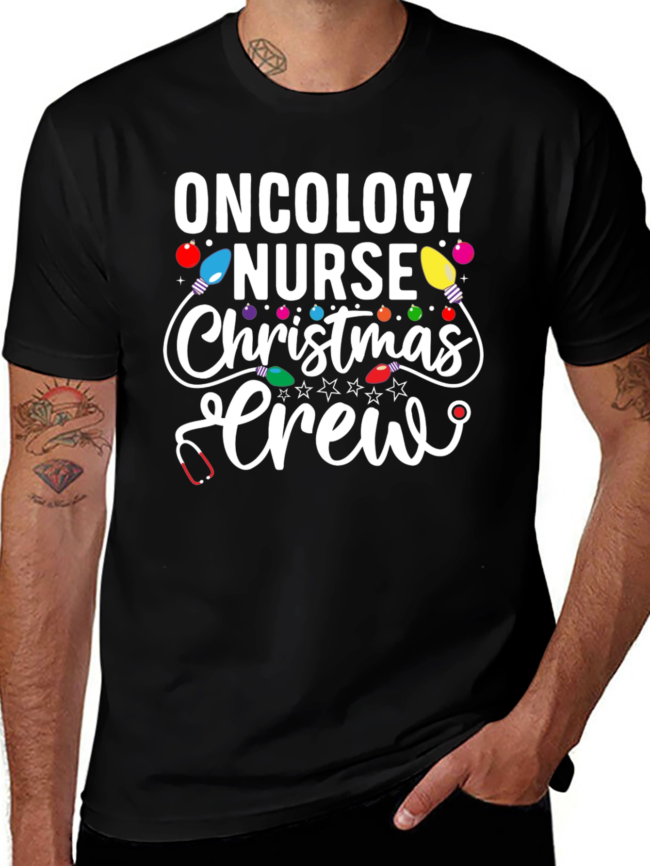 Oncology Nurse Christmas Crew T-Shirt