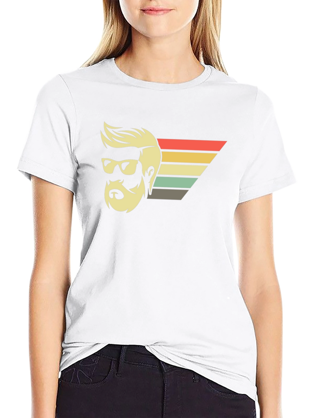 Retro Bearded Man Graphic Tee - Black T-Shirt
