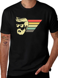 Retro Bearded Man Graphic Tee - Black T-Shirt
