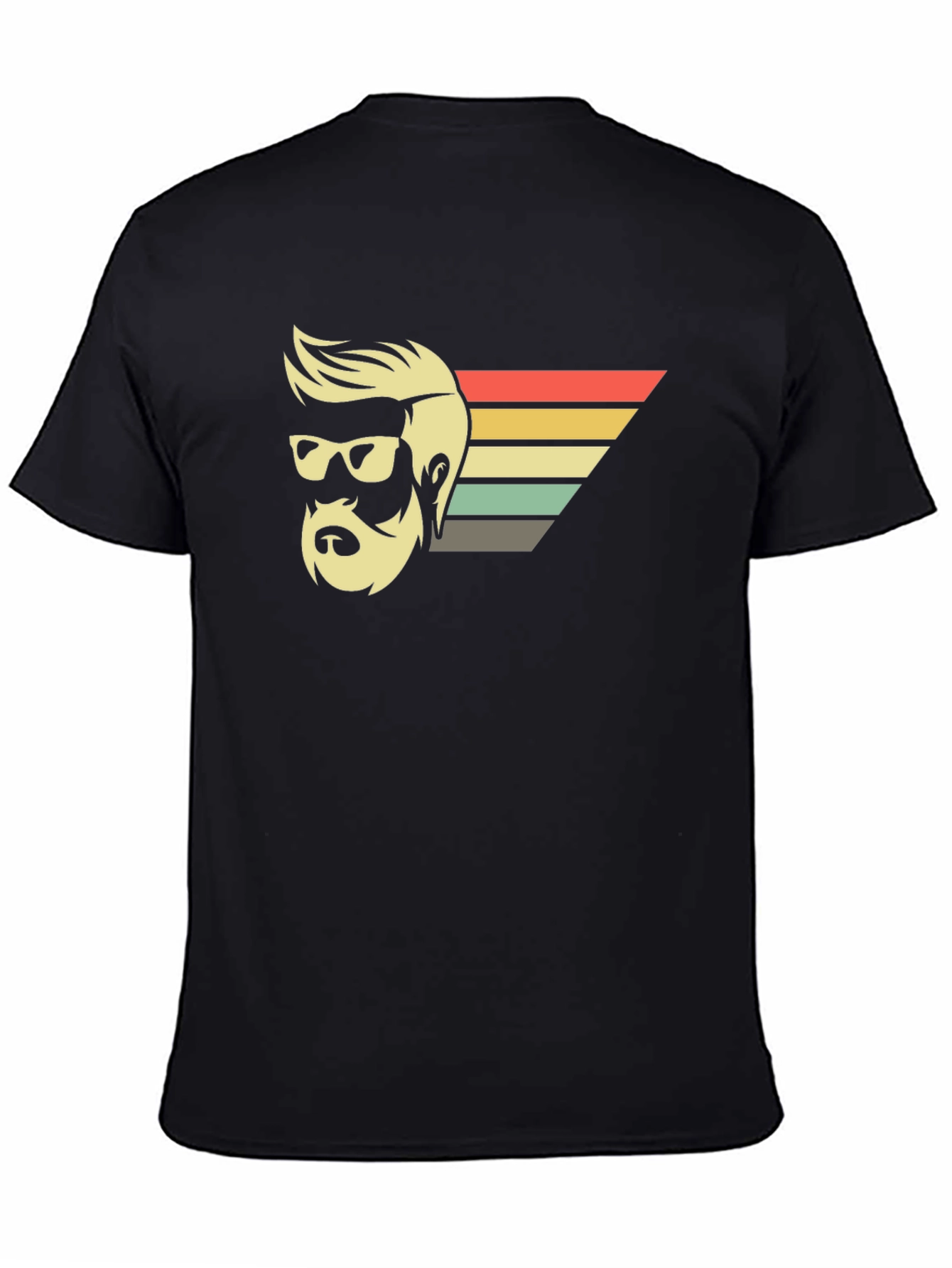 Retro Bearded Man Graphic Tee - Black T-Shirt