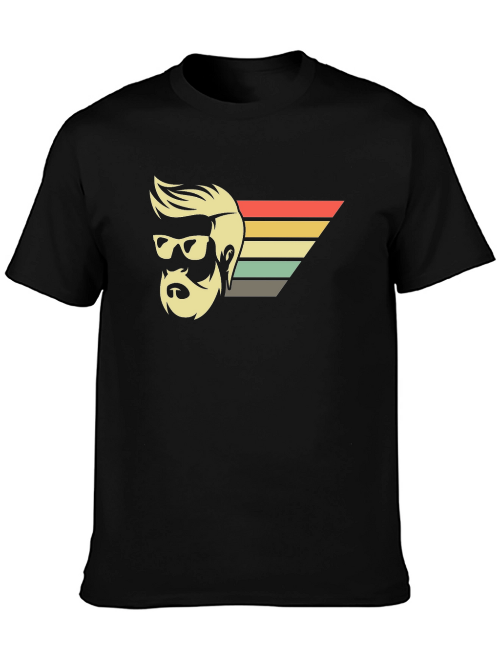 Retro Bearded Man Graphic Tee - Black T-Shirt