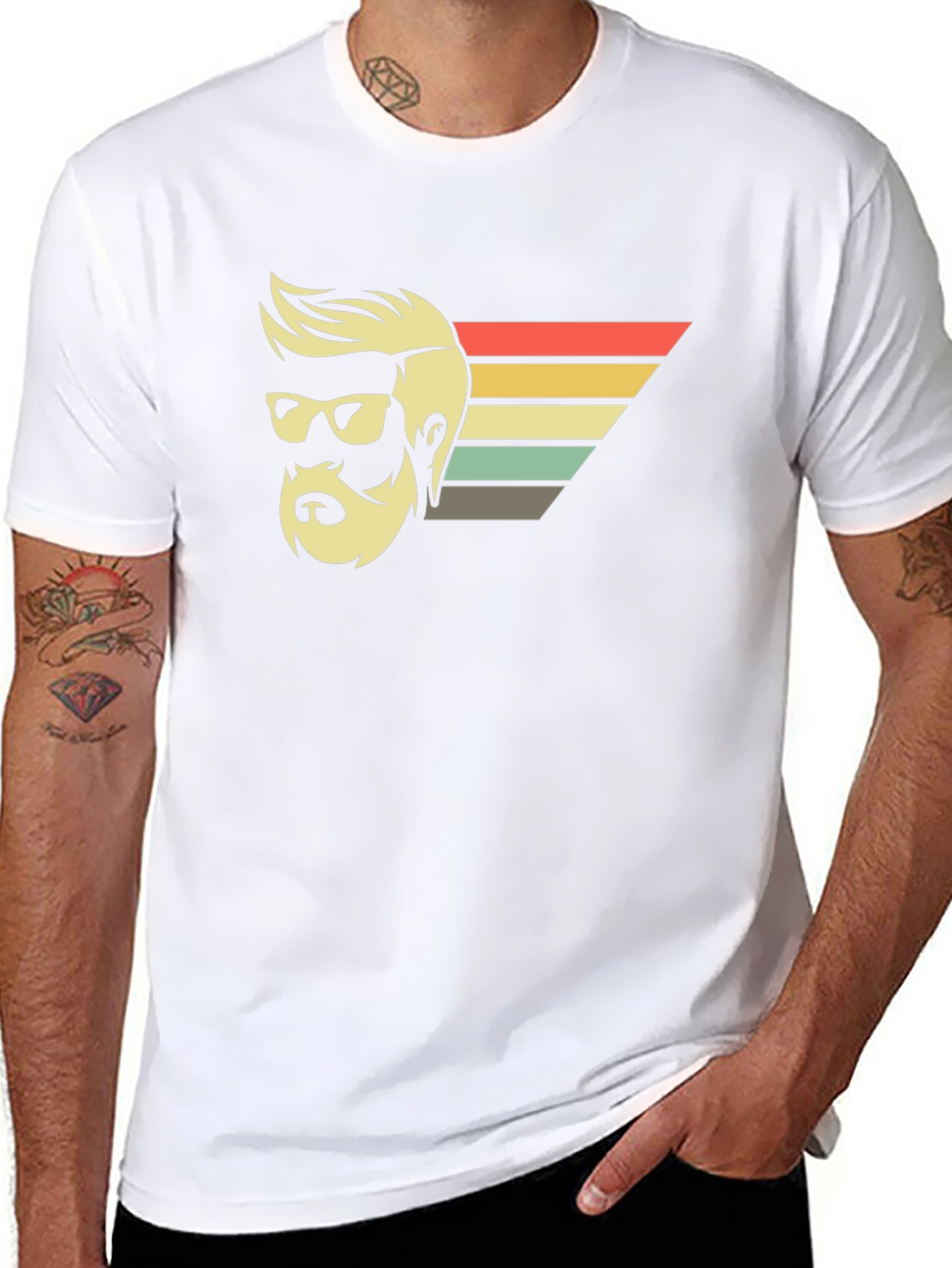 Retro Bearded Man Graphic Tee - Black T-Shirt