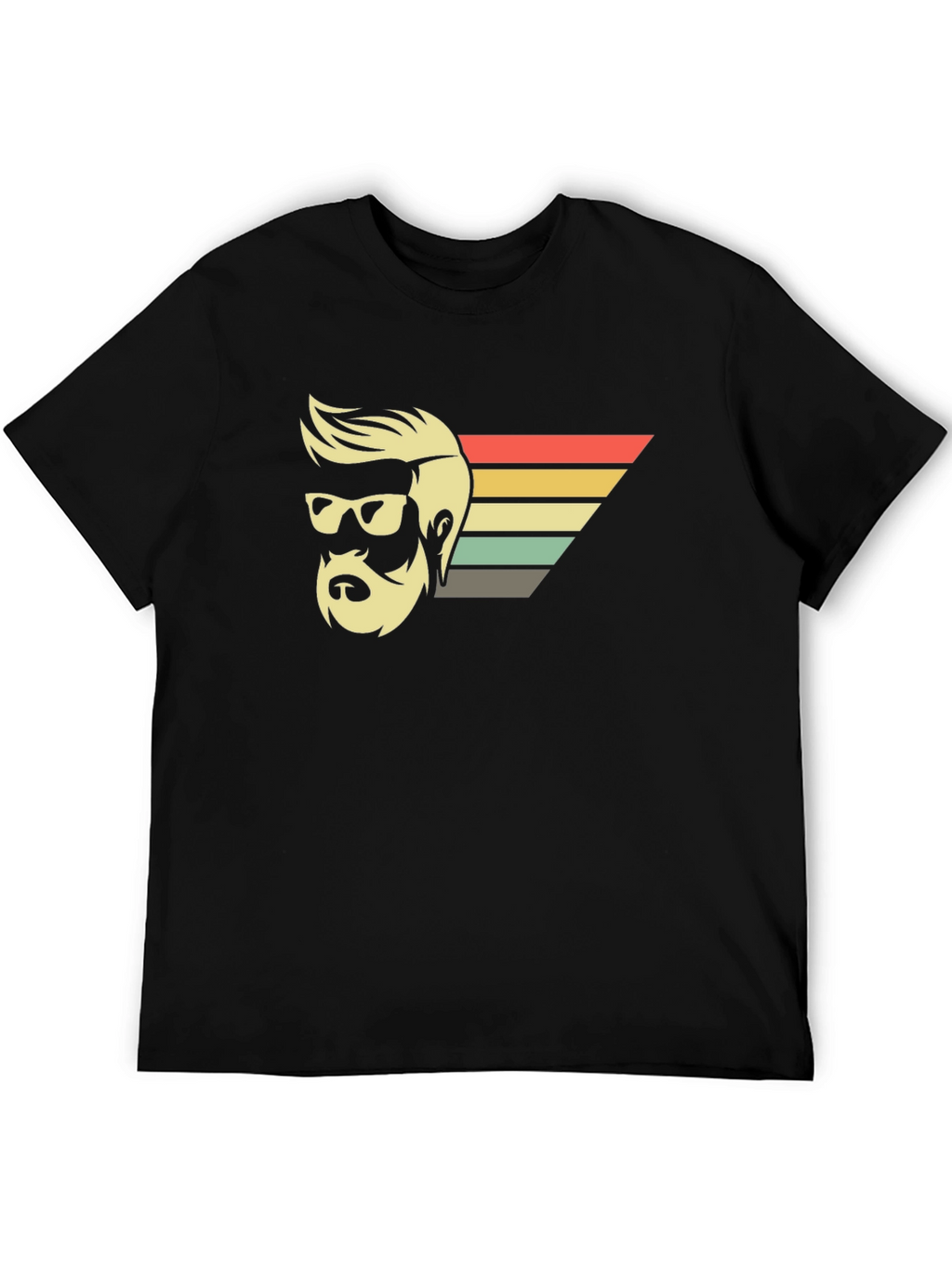 Retro Bearded Man Graphic Tee - Black T-Shirt