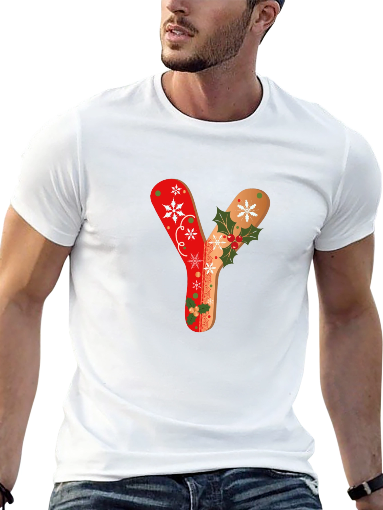 Festive Letter Y Christmas T-Shirt