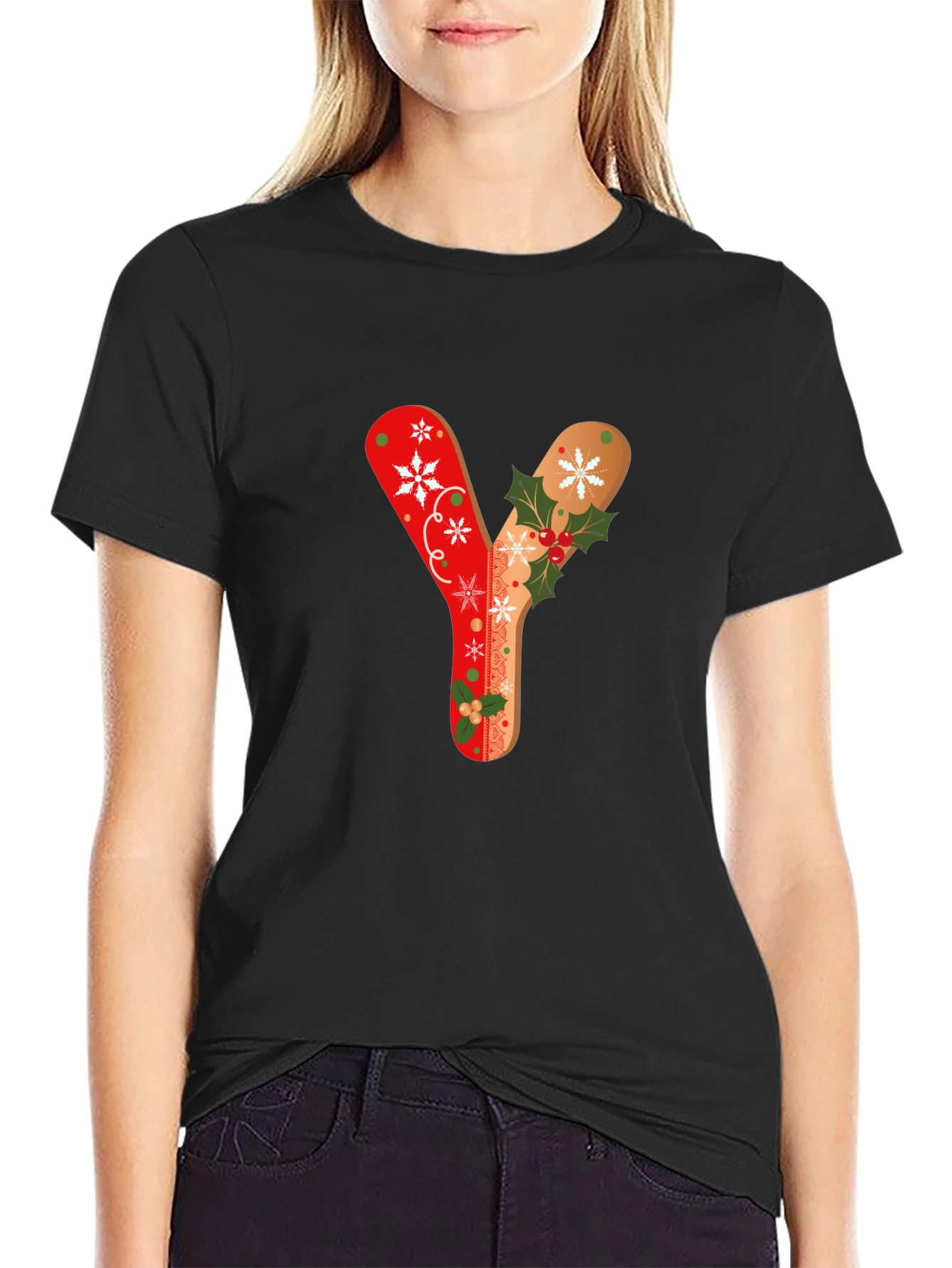 Festive Letter Y Christmas T-Shirt
