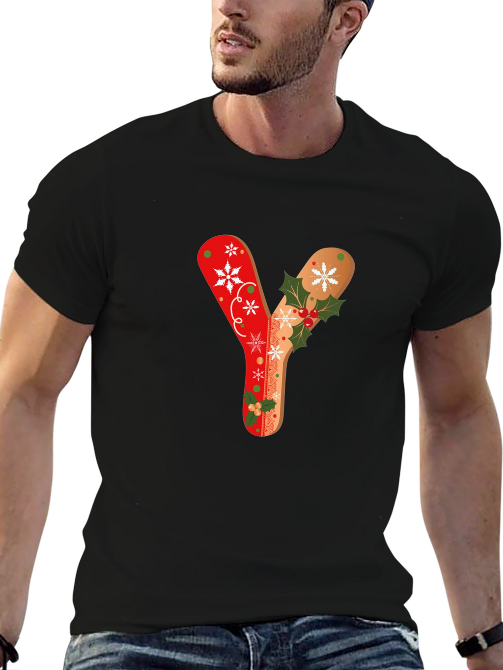 Festive Letter Y Christmas T-Shirt