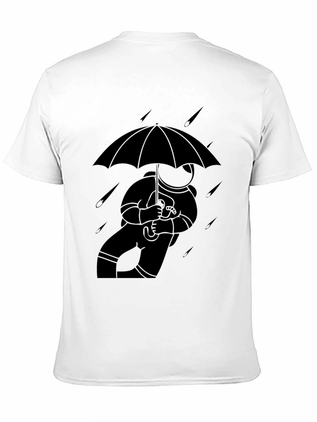 Astronaut Umbrella Black T-Shirt