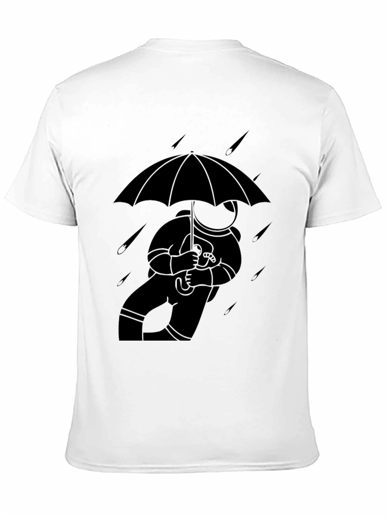 Astronaut Umbrella Black T-Shirt