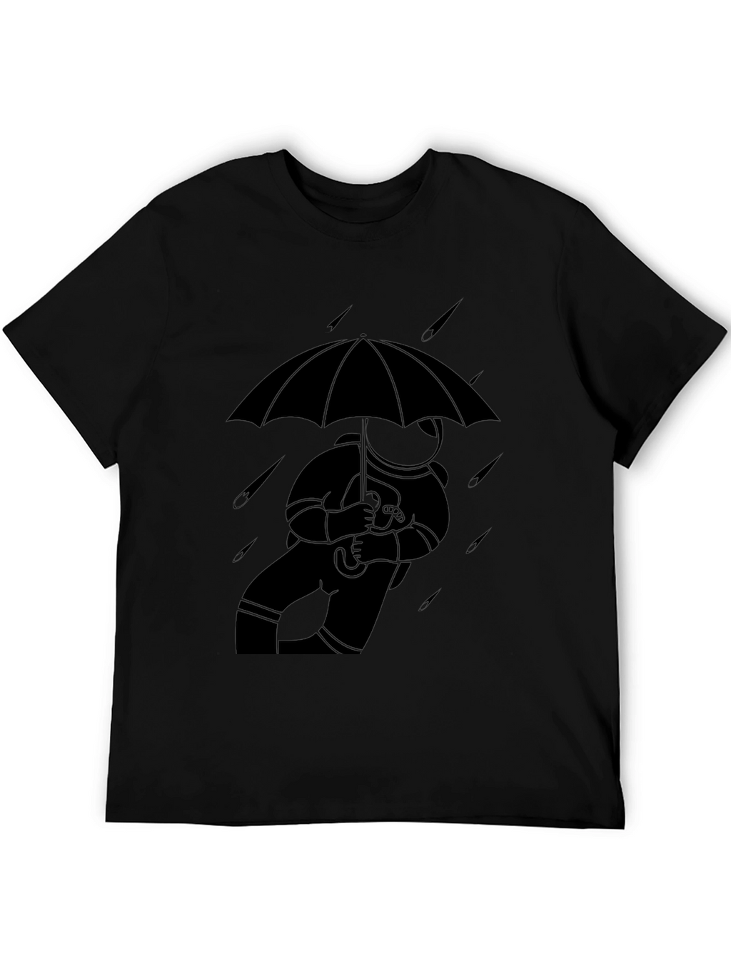 Astronaut Umbrella Black T-Shirt