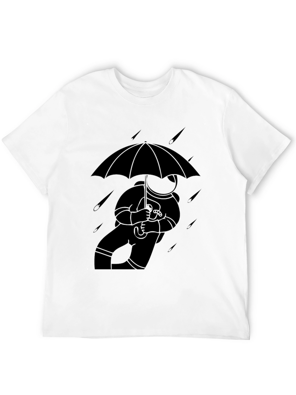 Astronaut Umbrella Black T-Shirt