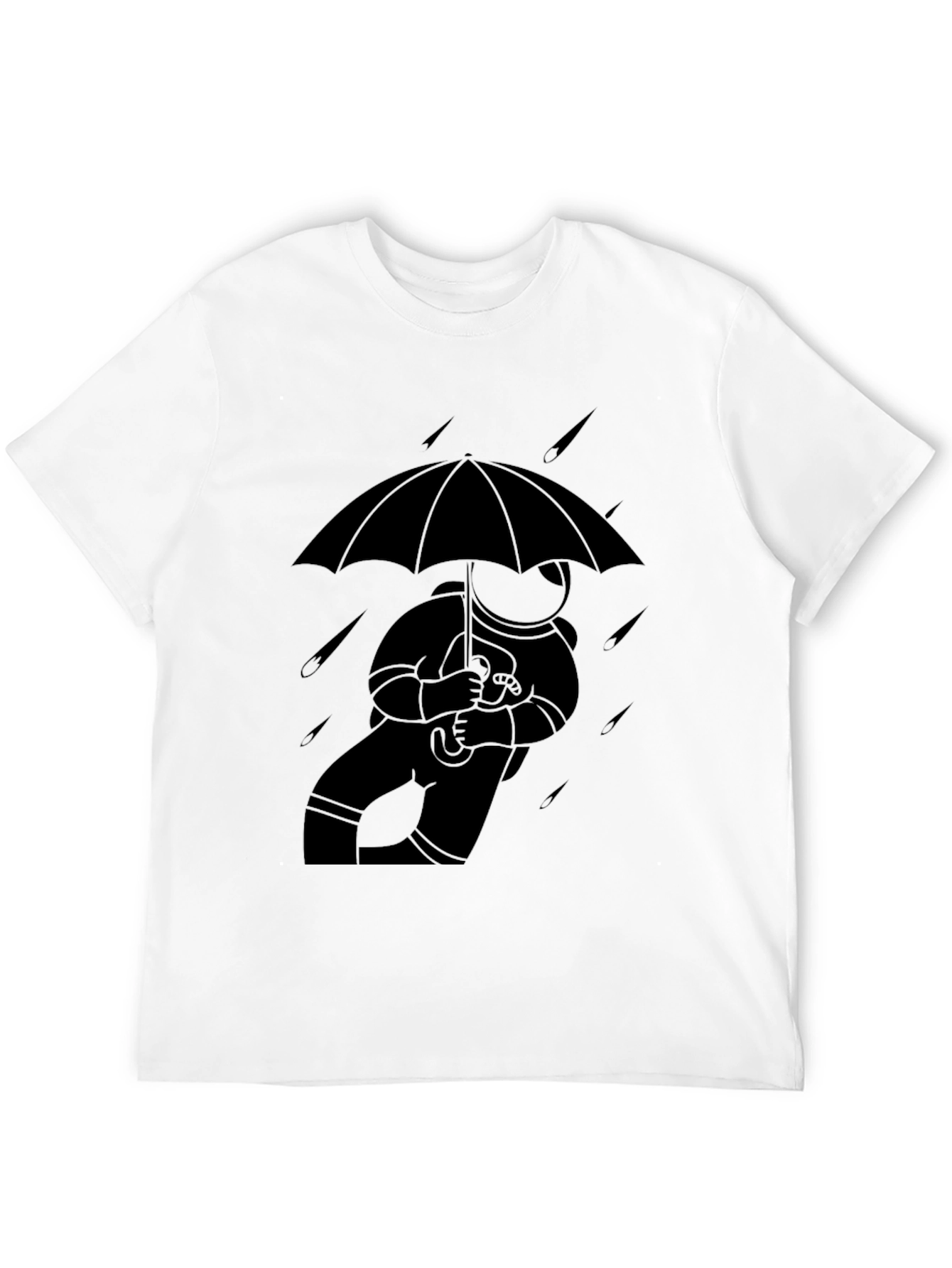Astronaut Umbrella Black T-Shirt