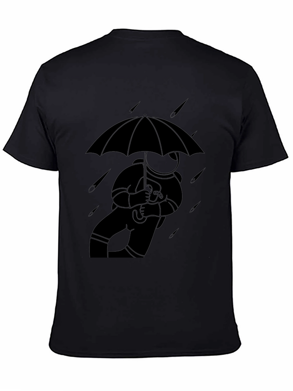 Astronaut Umbrella Black T-Shirt