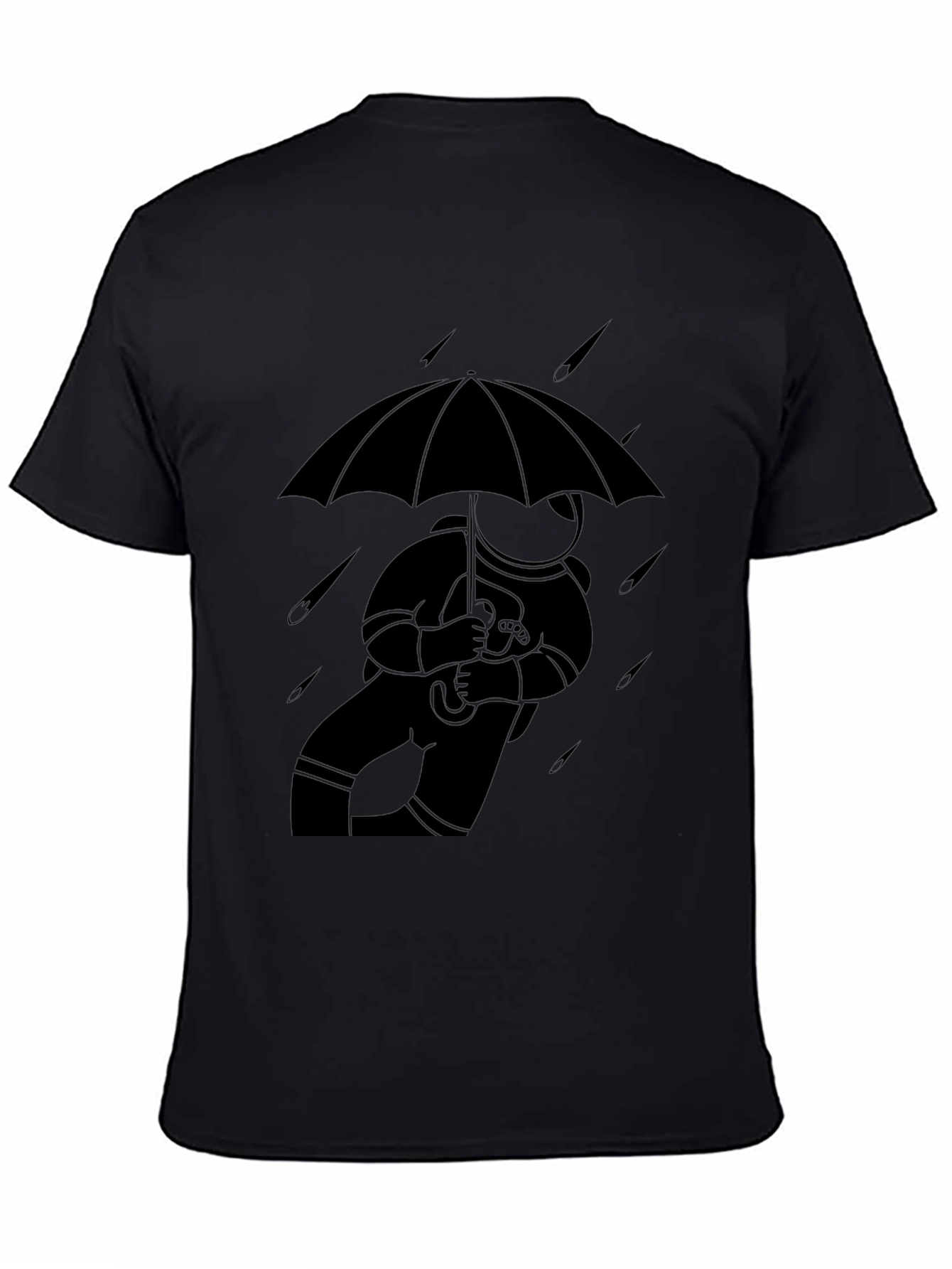 Astronaut Umbrella Black T-Shirt
