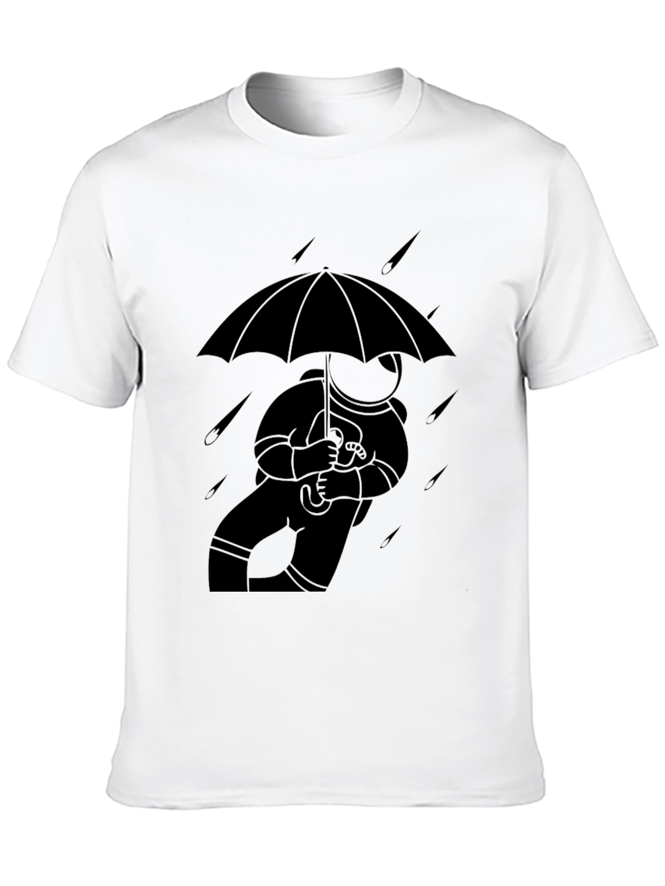 Astronaut Umbrella Black T-Shirt