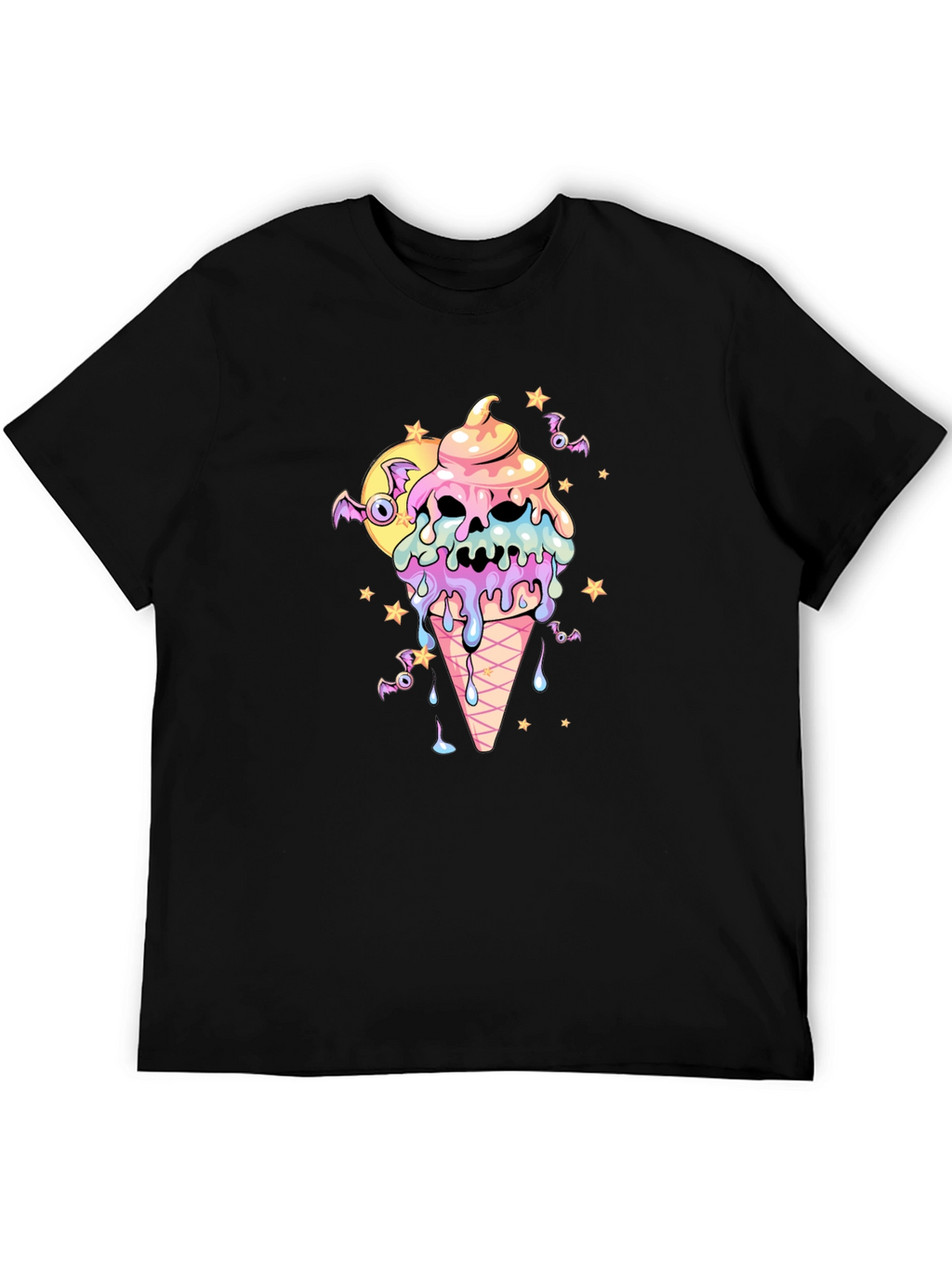 Spooky Ice Cream Skull Graphic Tee - Halloween Shirt