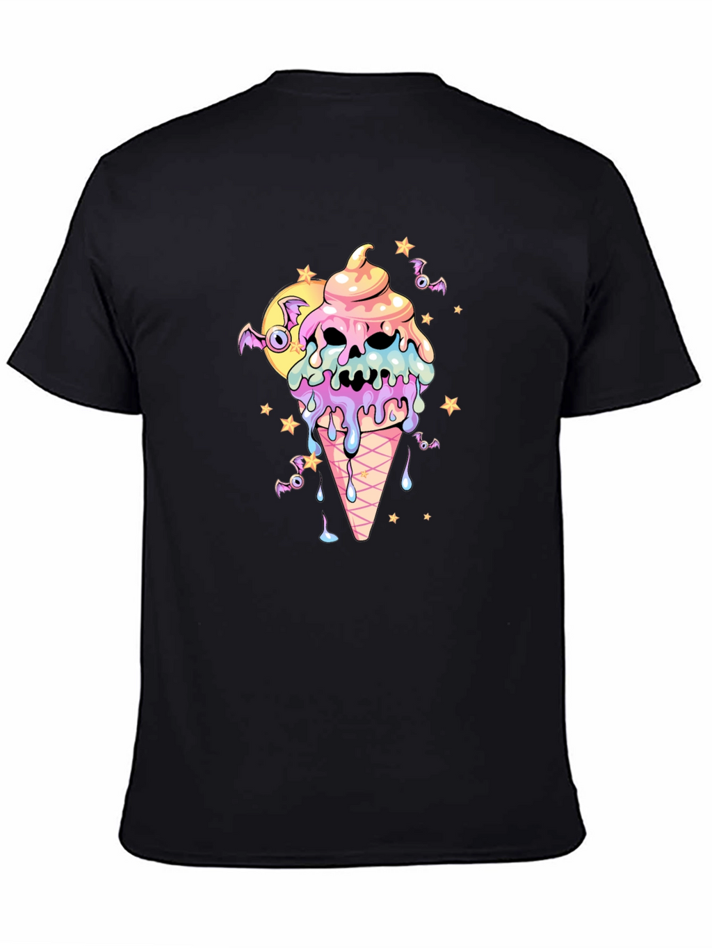 Spooky Ice Cream Skull Graphic Tee - Halloween Shirt