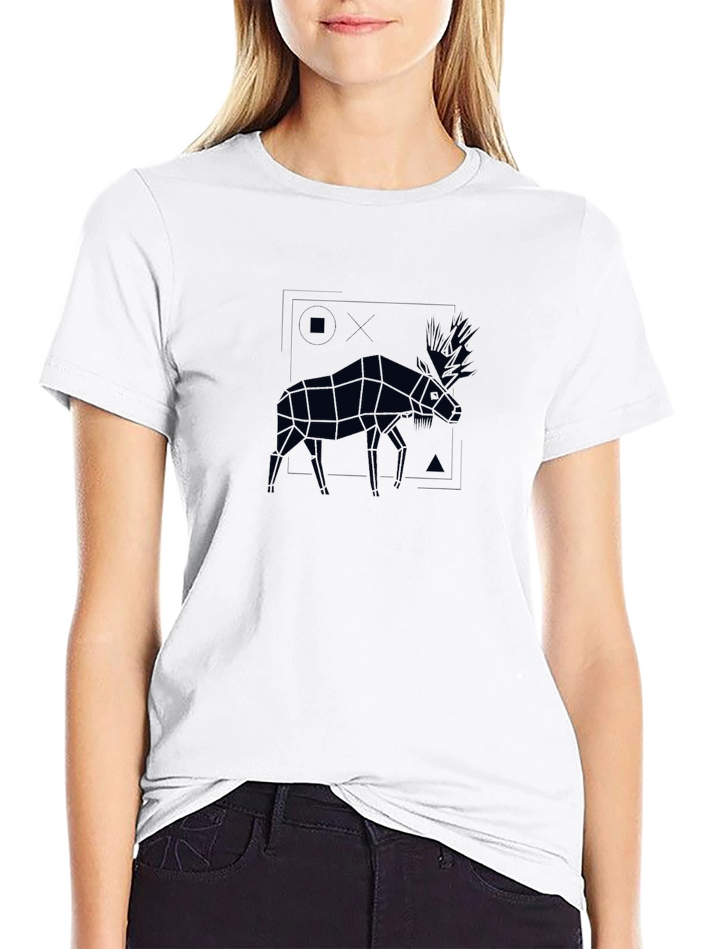 Geometric Moose Graphic Tee - Mens Black T-Shirt