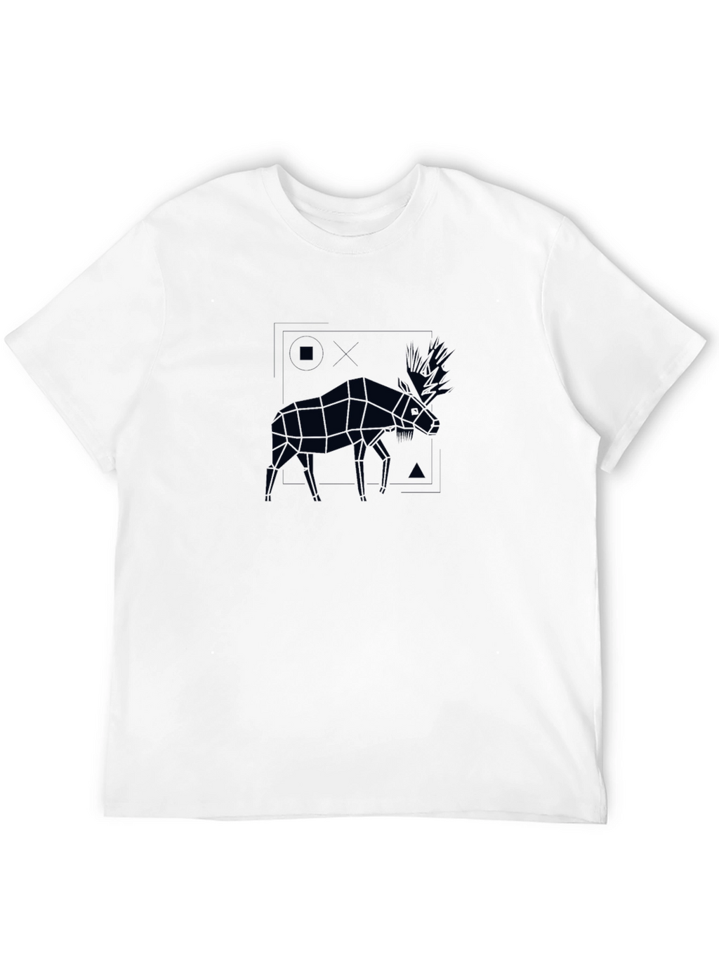 Geometric Moose Graphic Tee - Mens Black T-Shirt