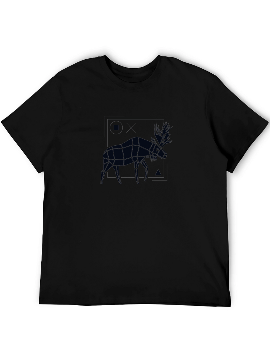 Geometric Moose Graphic Tee - Mens Black T-Shirt