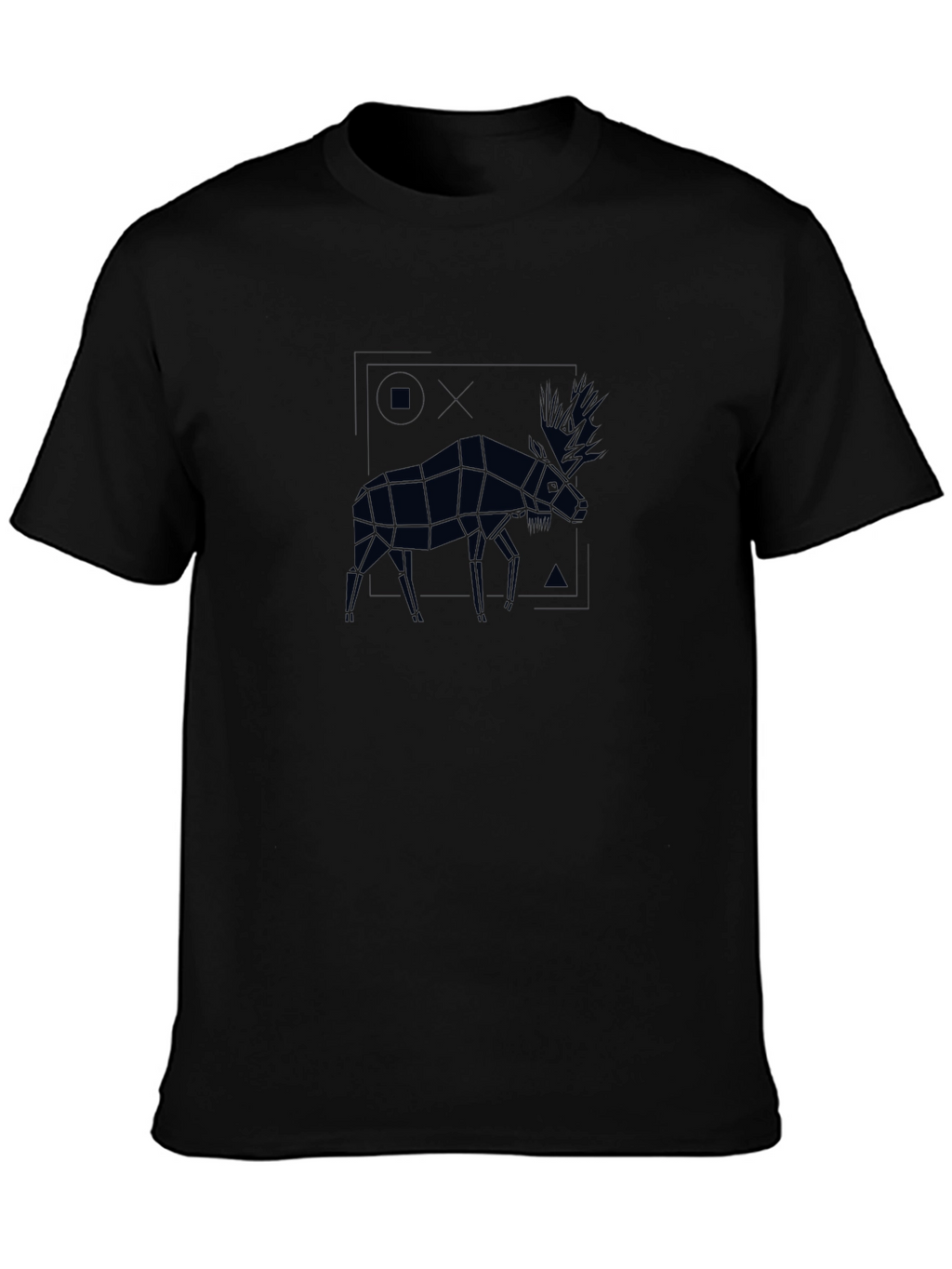 Geometric Moose Graphic Tee - Mens Black T-Shirt