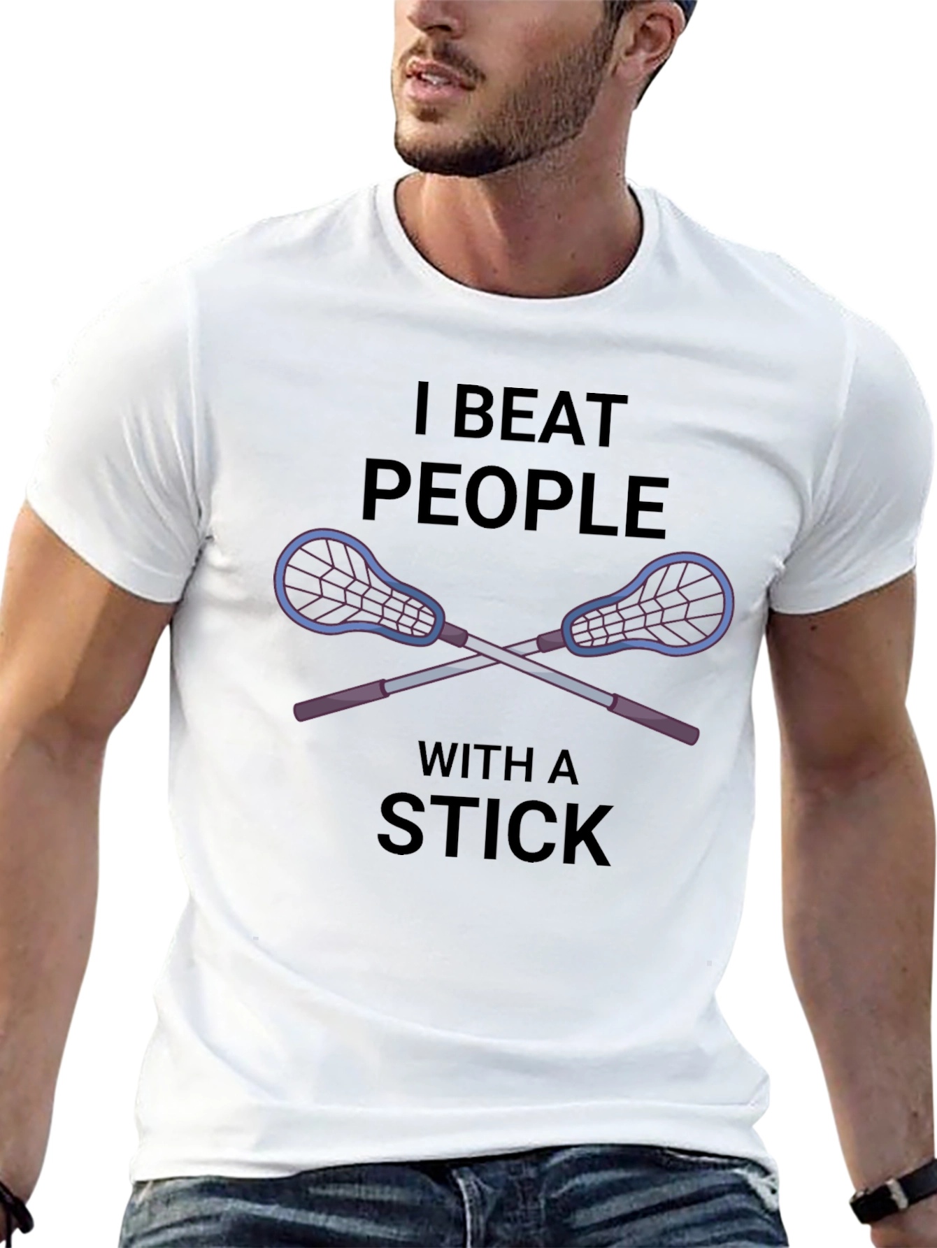 I Beat People With a Stick Lacrosse T-Shirt