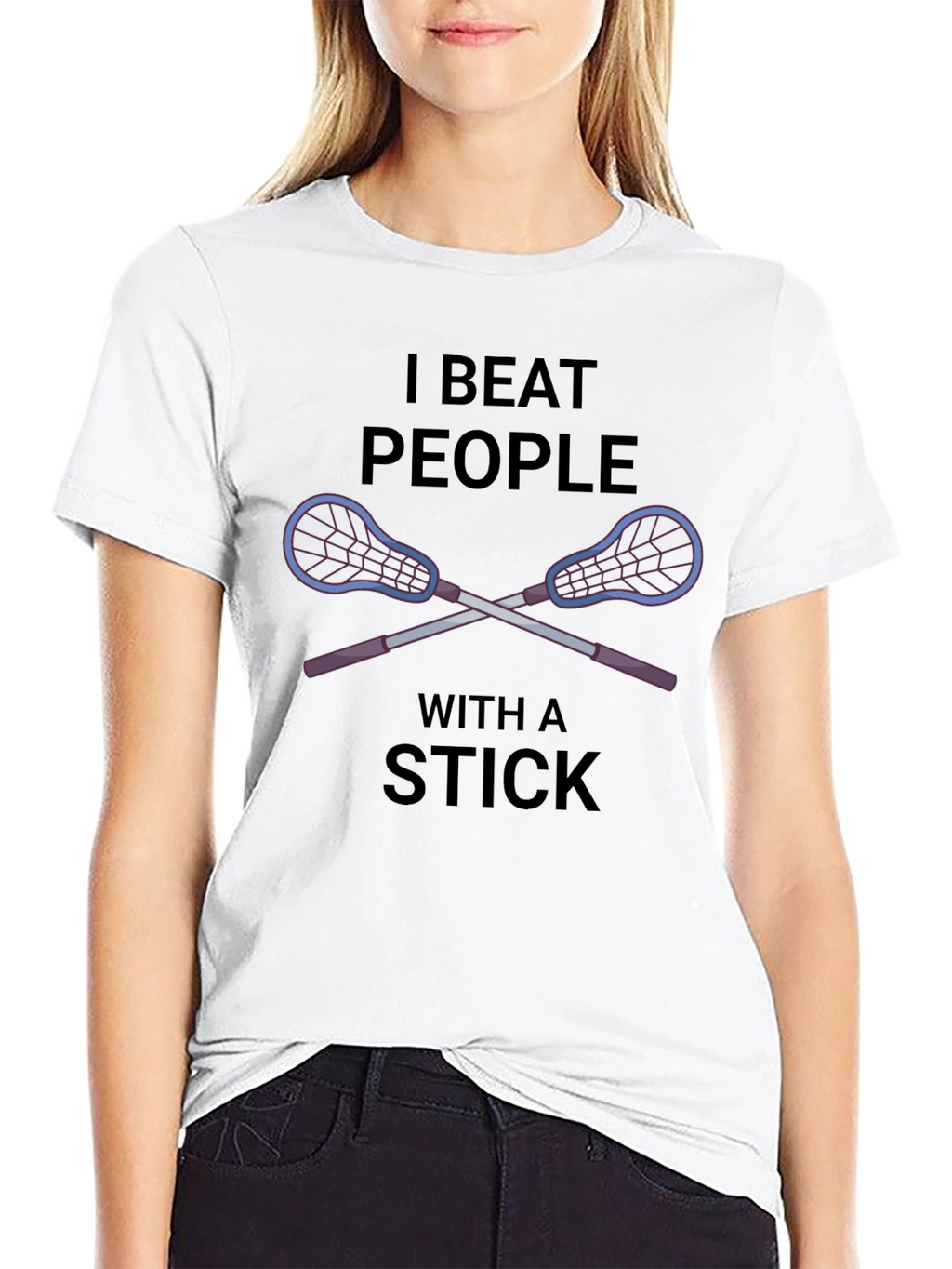 I Beat People With a Stick Lacrosse T-Shirt