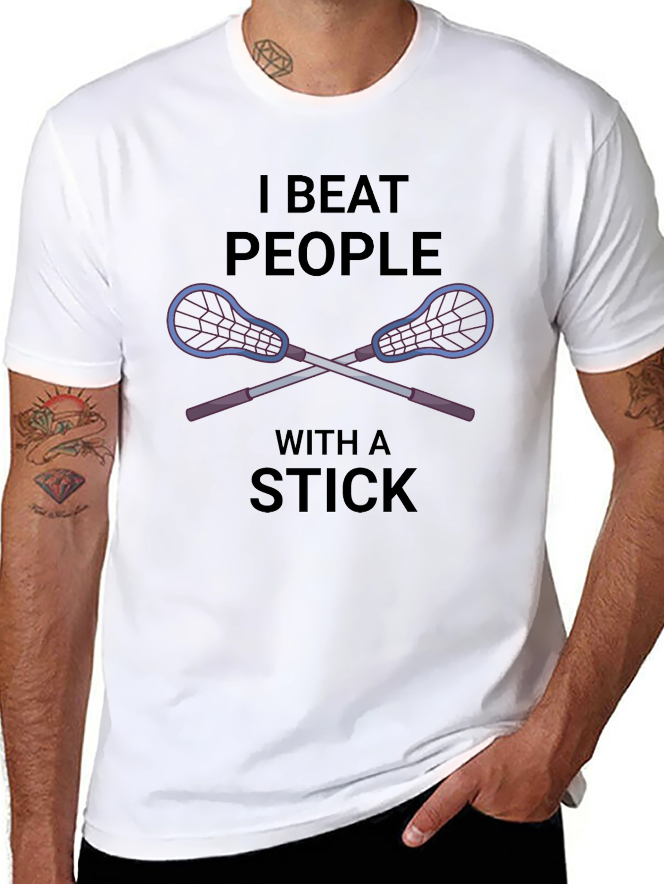 I Beat People With a Stick Lacrosse T-Shirt