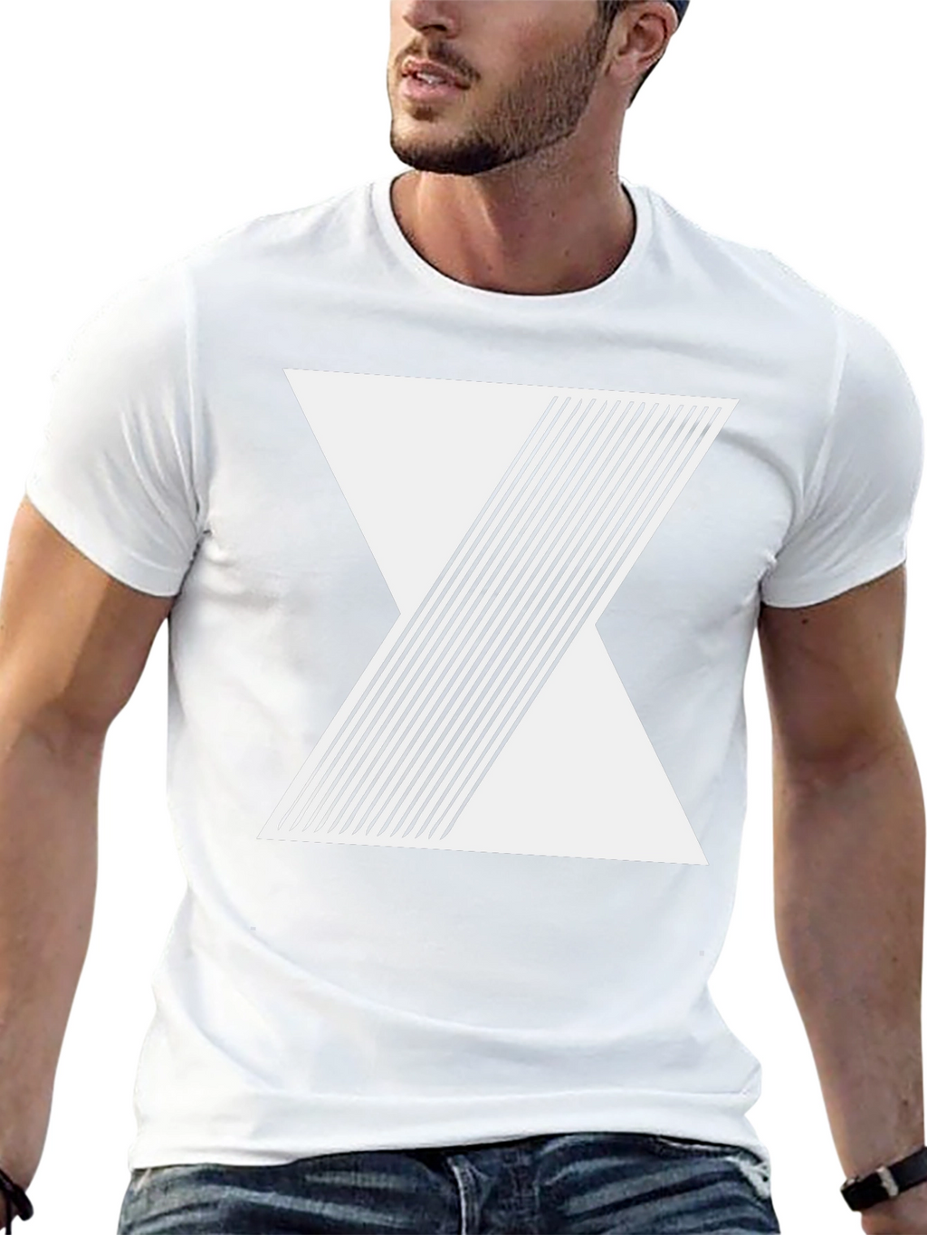 Geometric Line Design Black T-Shirt