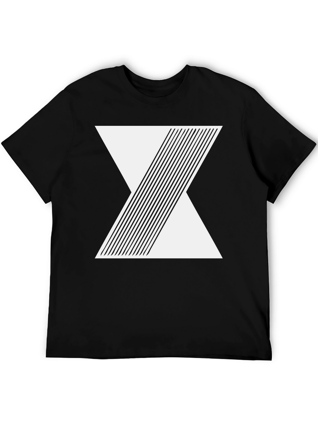 Geometric Line Design Black T-Shirt