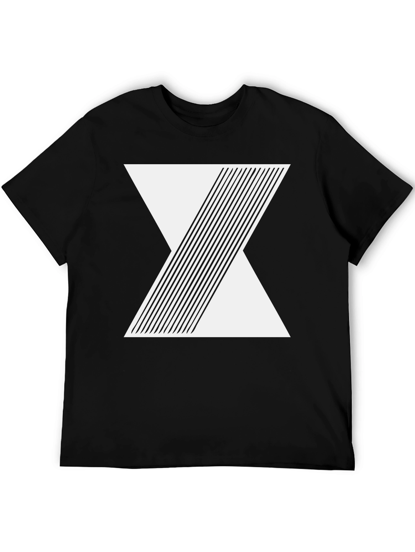 Geometric Line Design Black T-Shirt
