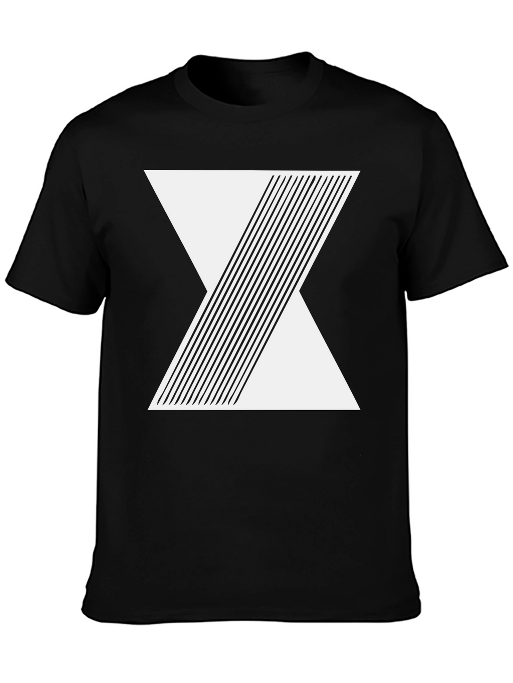 Geometric Line Design Black T-Shirt