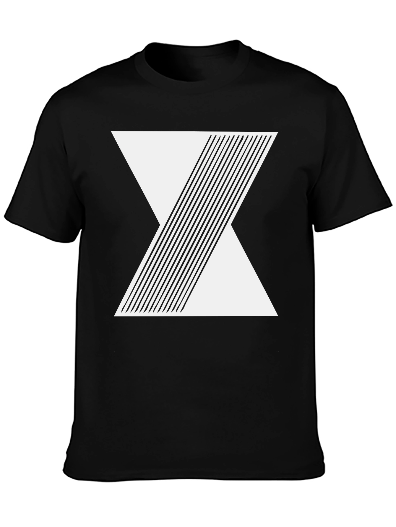 Geometric Line Design Black T-Shirt