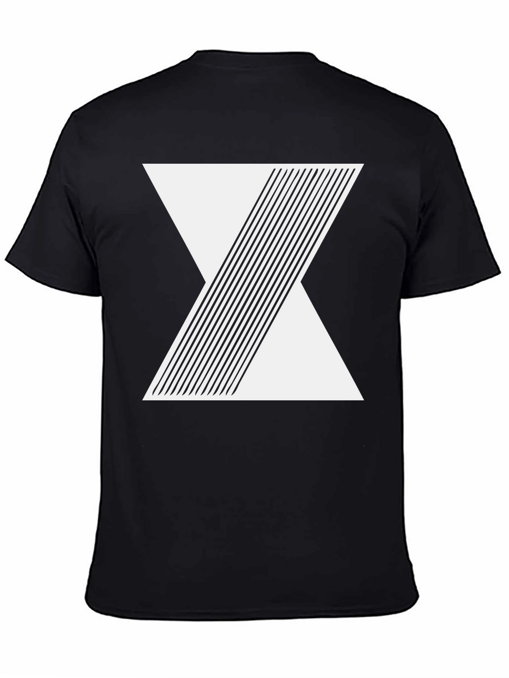 Geometric Line Design Black T-Shirt